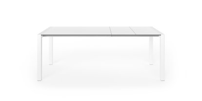 Table extensible Sushi, Stratifié blanc, L 125-205 x l 80 cm, Aluminium laqué blanc