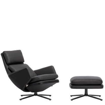 Fauteuil Grand Relax, Avec repose-pieds, Cuir Premium F, nero, Noir basic, 41,5 cm