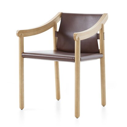 Chaise 905, Frêne naturel, Cuir roux