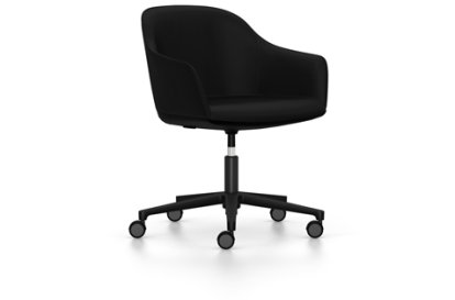 Softshell Chair avec piètement à 5 branches, Basic dark fintion époxy (lisse), Plano, Nero, Souples pour sols durs