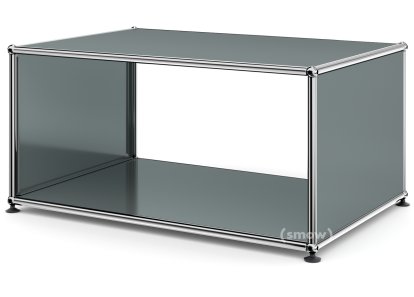 Table d'appoint avec panneaux latéraux USM Haller, 75 cm, Sans tablette intérieure en verre, Gris moyen RAL 7005