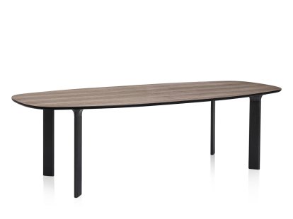 Table Analog, Placage noyer, pieds en chêne laqué noir, 245 x 105 cm