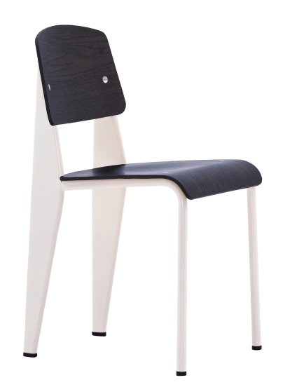 Chaise Standard, Piétement écru/assise et dossier chêne foncé