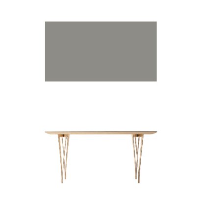 Table Spanoto, FU (bouleau contreplaqué) linoleum gris, 160 cm