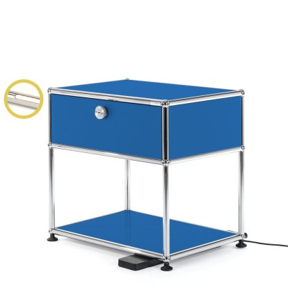 Table de chevet USM Haller E avec variateur de lumière, Bleu gentiane RAL 5010