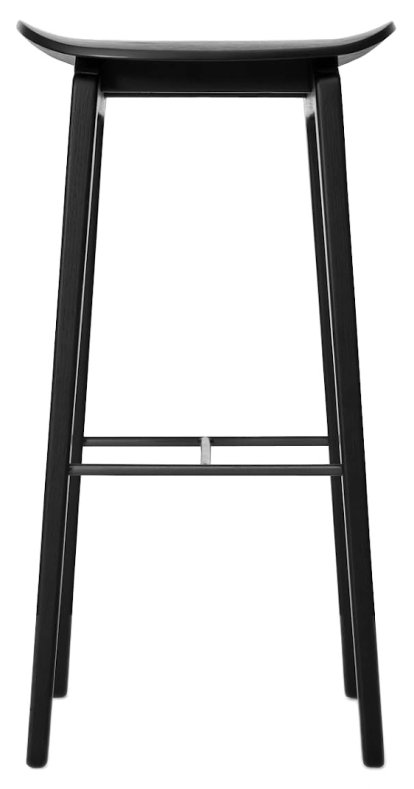 NY11 Tabouret bar, Version bar: hauteur de l'assise 75 cm, Chêne teinté noir, Sans coussin d'assise