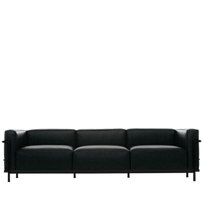 3 Fauteuil Grand Confort, grand modèle, trois places, Laqué noir mat, Cuir Scozia, Noir graphite