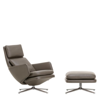 Fauteuil Grand Relax, Avec repose-pieds, Cuir Premium F, gris umbra, Poli, 41,5 cm