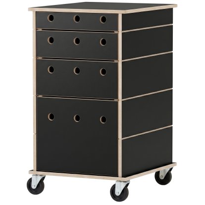 Conteneur roulant Lader, 4 tiroirs, Noir