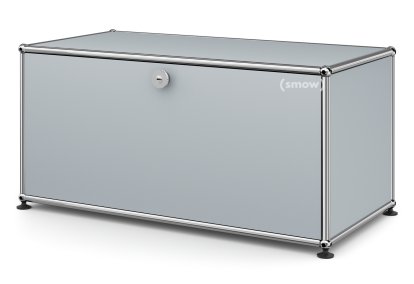 Meuble bas Lowboard M USM Haller avec porte abattante, Argent mat USM