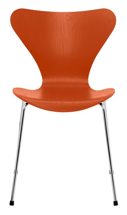 Série 7 chaise 3107, Frêne coloré, Paradise Orange, Chromé