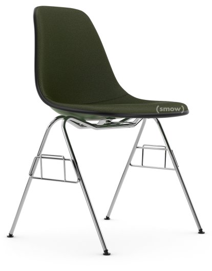Eames Plastic Side Chair RE DSS / DSS-N, Forêt, Rembourrage intégral, Nero / forêt, Sans liaison de rangée (DSS-N)