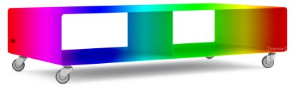 Meuble TV R 200, Bicolore   , Bicolore au choix (RAL Classic), Roulettes industrielles