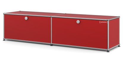 Meuble bas Lowboard L USM Haller avec deux portes abattantes, Rouge rubis USM