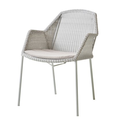Chaise Breeze, Gris blanc, Avec coussin d'assise, Natté - Sable