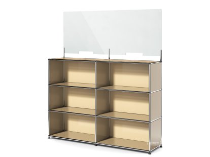 USM Haller Comptoir L avec écran de sécurité, Beige USM