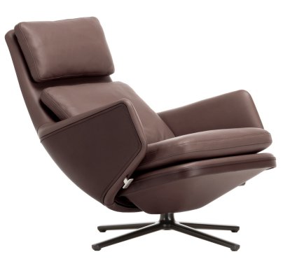 Fauteuil Grand Relax, Sans repose-pieds, Cuir Premium F, marron, Noir basic, 41,5 cm