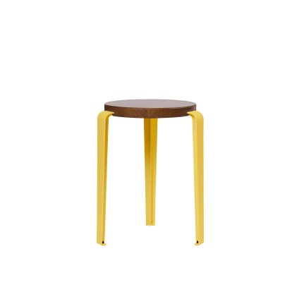 Tabouret Lou, bois massif, Chêne teinté, Jaune brioche