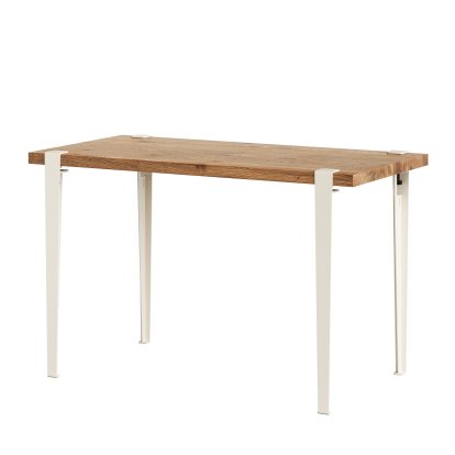 Table à manger Lobo Tiptoe, Chêne ancien recyclé, Blanc crème