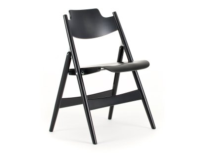 Chaise pliante SE 18, Sans liaison de rangée, Hêtre teinté entièrement, Noir