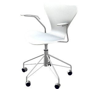 Série 7 Chaise de bureau pivotante 3217, Laqué, Blanc