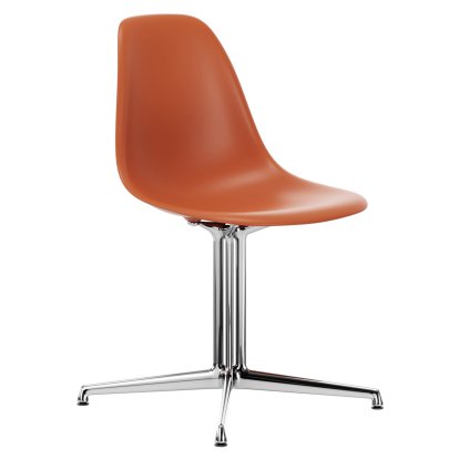 Eames Plastic Side Chair DSL, Orange rouille, Sans rembourrage, Sans rembourrage, Aluminium poli