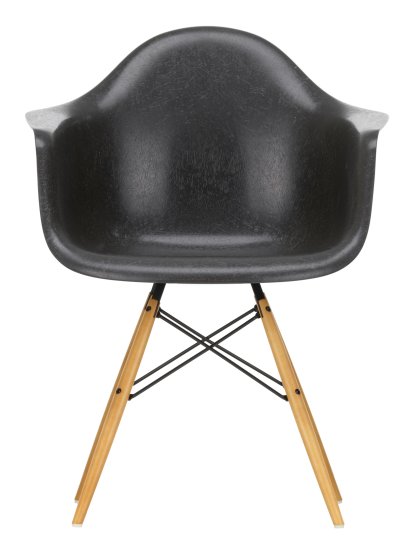 Eames Fiberglass Armchair DAW, Eames elephant hide grey, Érable nuance de jaune