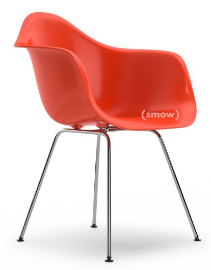 Eames Plastic Armchair RE DAX, Rouge (rouge coquelicot), Sans rembourrage, Sans rembourrage, Version standard - 43 cm, Chromé