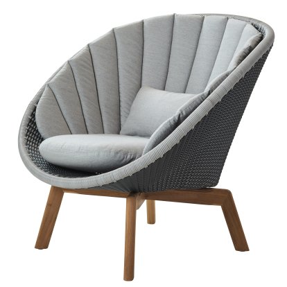 Fauteuil lounge Peacock, Small flat Weave - Grey / light grey, Natté - Gris clair
