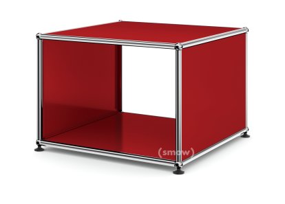 Table d'appoint avec panneaux latéraux USM Haller, 50 cm, Sans tablette intérieure en verre, Rouge rubis USM