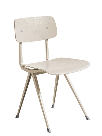 Result Chair, Chêne laqué beige, Acier thermolaqué beige