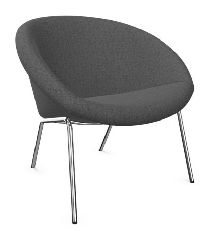 Fauteuil 369 , Tissu Gaia tourmaline, Chromé brillant