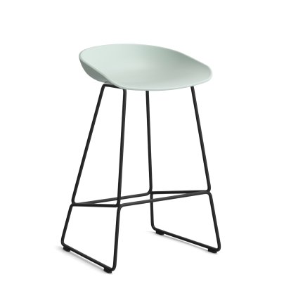 About A Stool AAS 38, Version cuisine: hauteur de l'assise 64 cm, Acier thermolaqué noir, Dusty mint 2.0