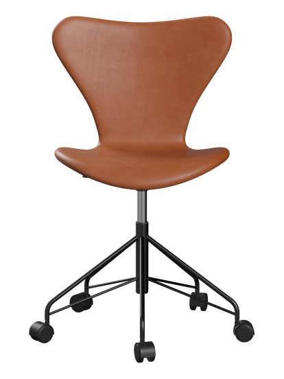 Série 7 Chaise de bureau pivotante 3117 / 3217 Rembourrage intégral, Sans accotoirs, Cuir Grace walnut, Noir
