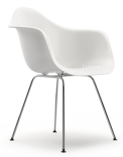 Eames Plastic Armchair DAX, Blanc RE, Sans rembourrage, Sans rembourrage, Version standard - 43 cm, Chromé