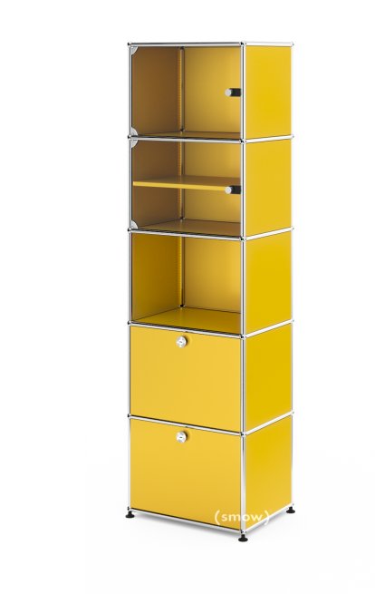 Vitrine USM Haller, H 179 x L 53 x P 38 cm, Jaune or RAL 1004, Tous les compartiments avec serrures