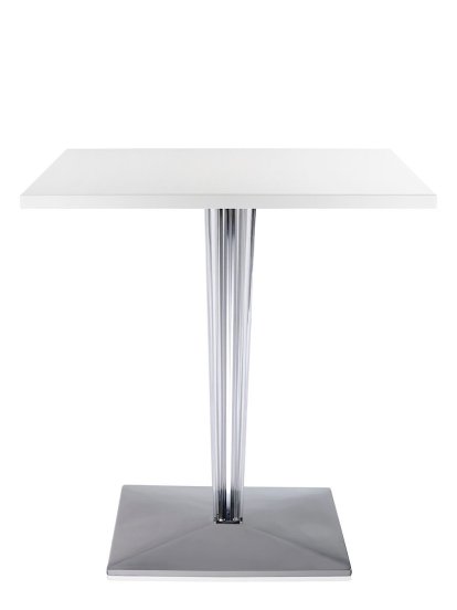 Table à manger TopTop, Rectangulaire H 72 x l 70 x L 70 cm, Polyester laqué, Blanc lumineux