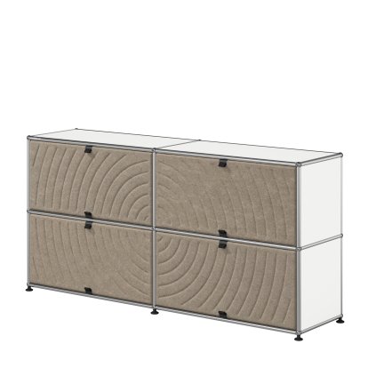Buffet USM Haller L avec USM Soft Panels, rond, Blanc pur RAL 9010, Taupe