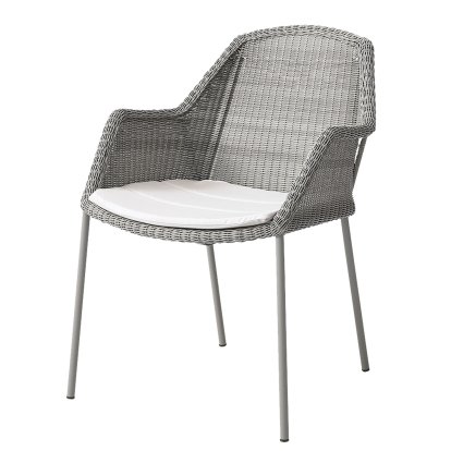 Chaise Breeze, Taupe, Avec coussin d'assise, Natté - Blanc