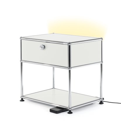 Table de chevet USM Haller E avec variateur de lumière, Gris clair RAL 7035