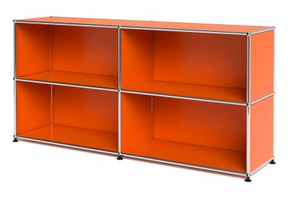 Meuble mixte Sideboard L USM Haller  ouvert, Orange pur RAL 2004