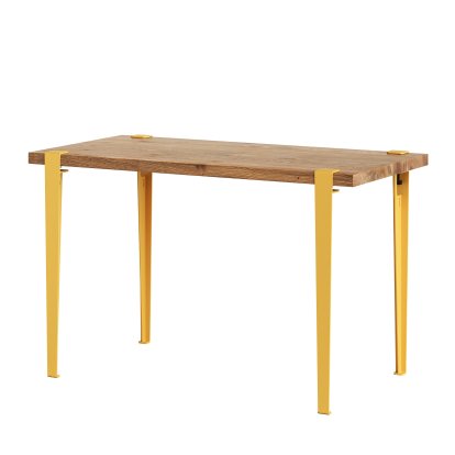 Table à manger Lobo Tiptoe, Chêne ancien recyclé, Jaune brioche