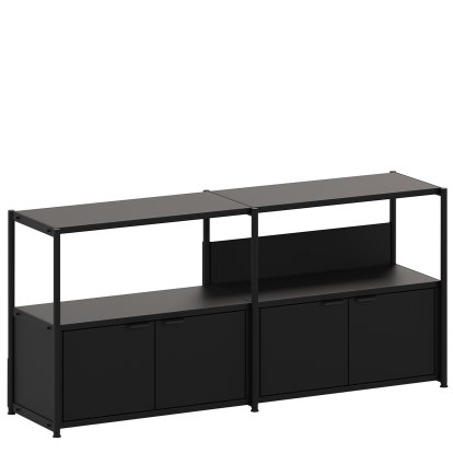 Buffet Unit en acier, 1 x portes doubles, Noir graphite