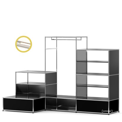 Penderie-présentoir USM Haller XL avec éclairage, Noir graphite RAL 9011
