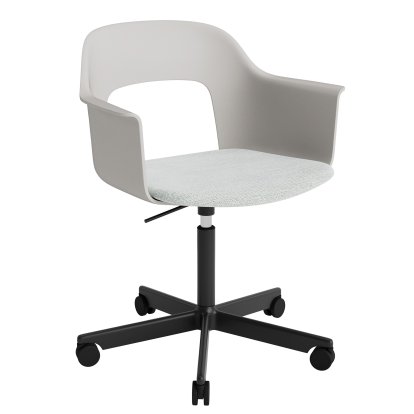 Chaise pivotant Layout 243 avec accoudoirs et assise rembourrée, Gris ciel / Mode 001, Aluminium thermolaqué noir 