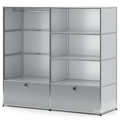 Penderie USM Haller L avec tringle, Argent mat USM