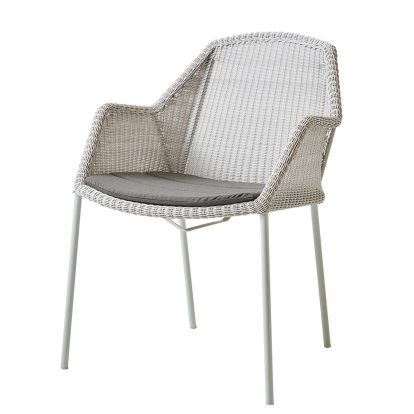 Chaise Breeze, Gris blanc, Avec coussin d'assise, Natté - Taupe
