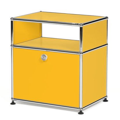 USM Haller Table de nuit avec porte abattante et étagère intermédiaire, Jaune or RAL 1004