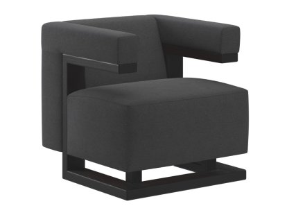 Fauteuil Gropius F51, Tissu Cavalerie, Anthracite, Frêne laqué noir