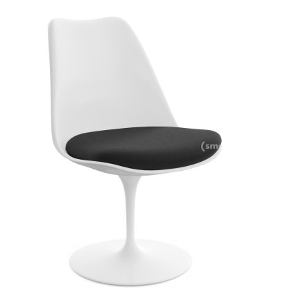 Chaise Tulip Saarinen, Rotatif, Coussin d'assise, Blanc, Noir (Tonus 128)